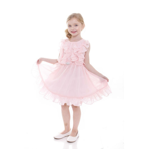 Petite Adele Little Girls Blush Pink Tiered Chiffon Ruffled Easter Dress 2-6 - SophiasStyle.com